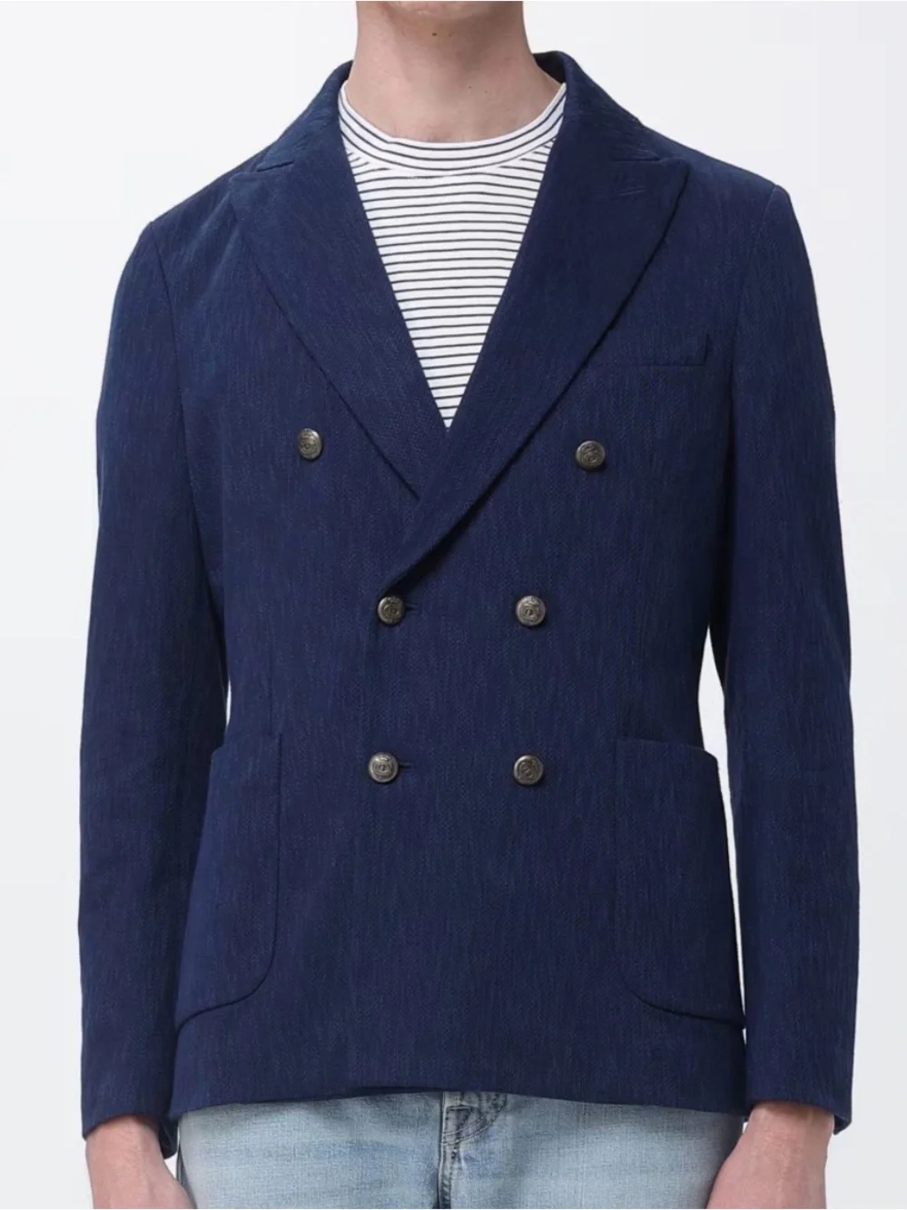 Circolo 1901 Navy/Indigo Double Breasted Cotton Jersey Blazer - 46 Euro
